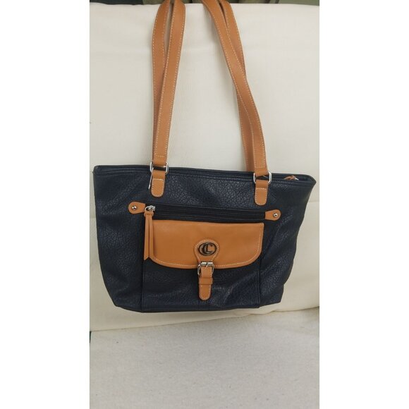 Carryland Black Beige Women’s Tote Satchel Handbag Shoulder Bag Purse multi pckt - Picture 3 of 11